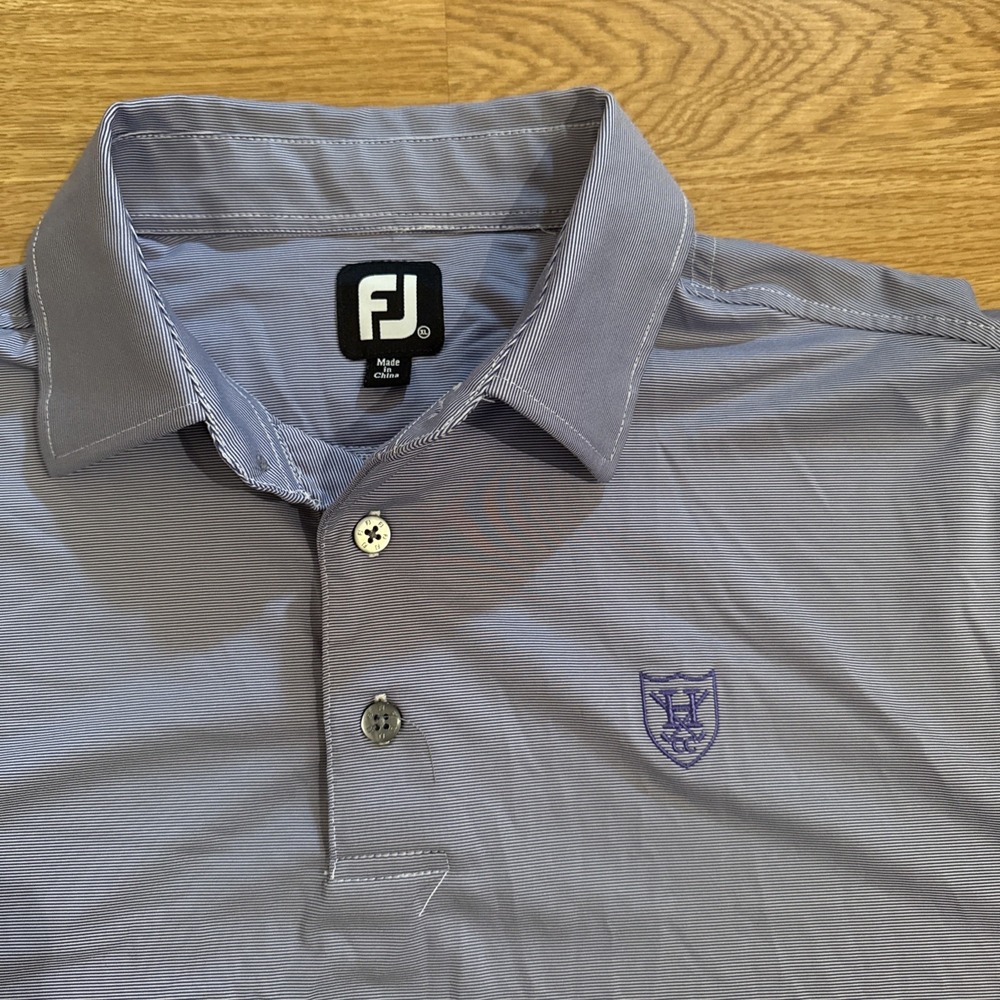 FootJoy FJ Golf Polo Shirt‎ Men's XL Purple / White Striped Stretch Comfort